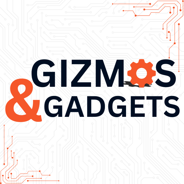 Gizmos & Gadgets logo with circuit board pattern.