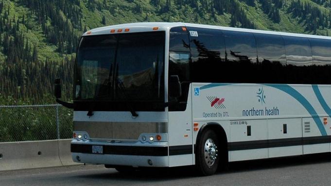 Northern Health bus on mountain road