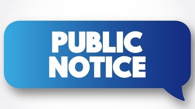 Speech bubble blue with text "Public Notice" 
