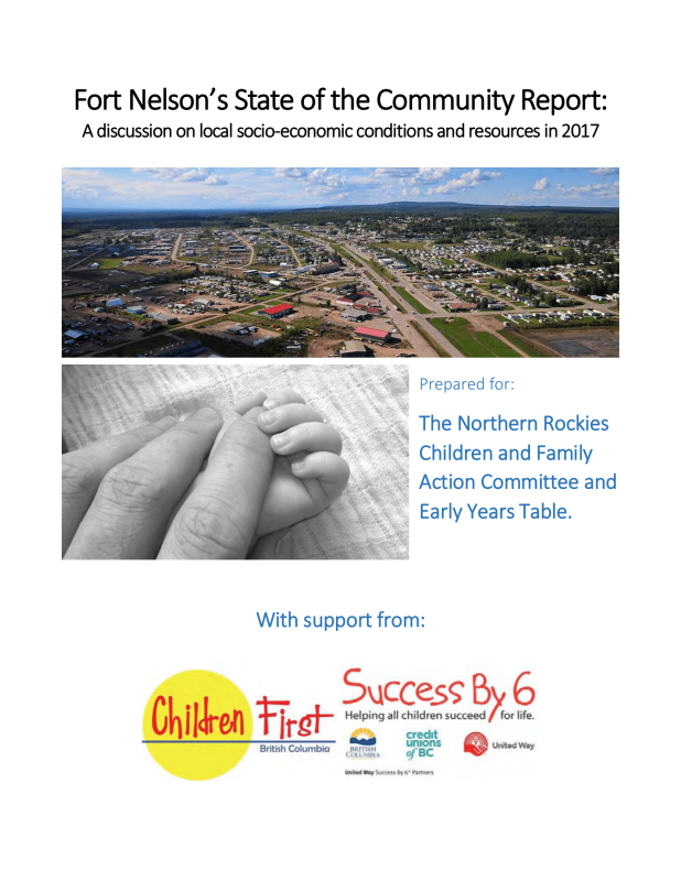 Aerial view of a town; logos of Children First, Success By 6, and other supporters below.