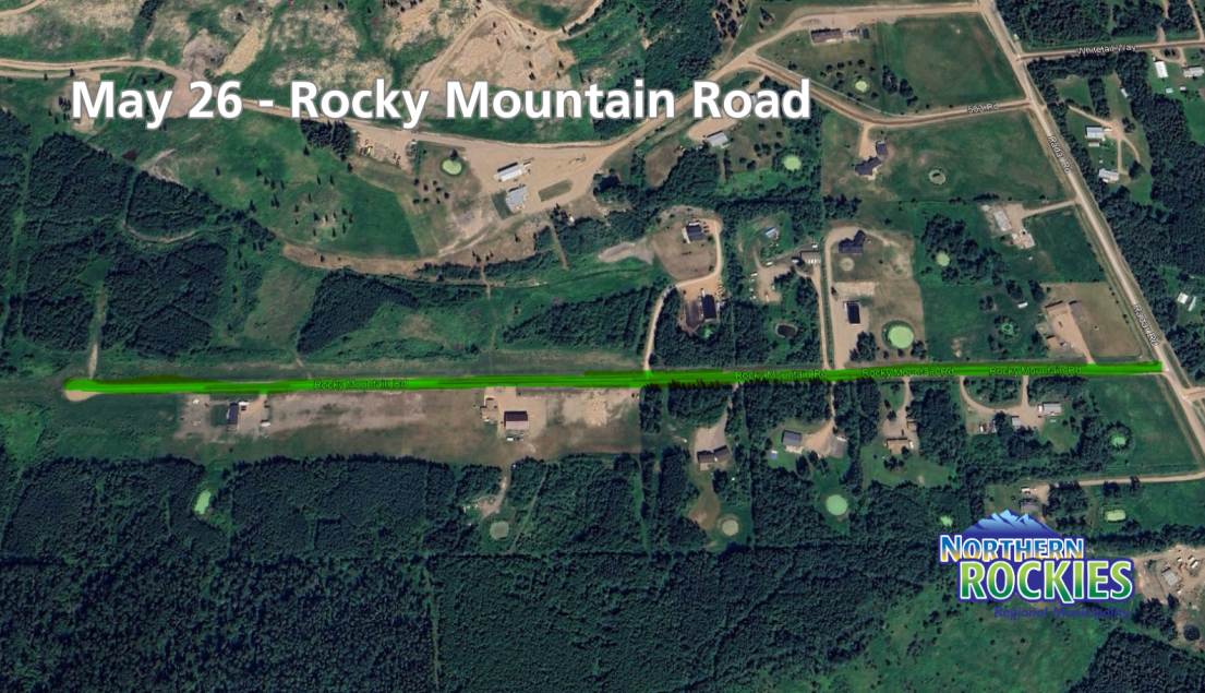 May 26 Rocky Mountain Road highlight road section on map
