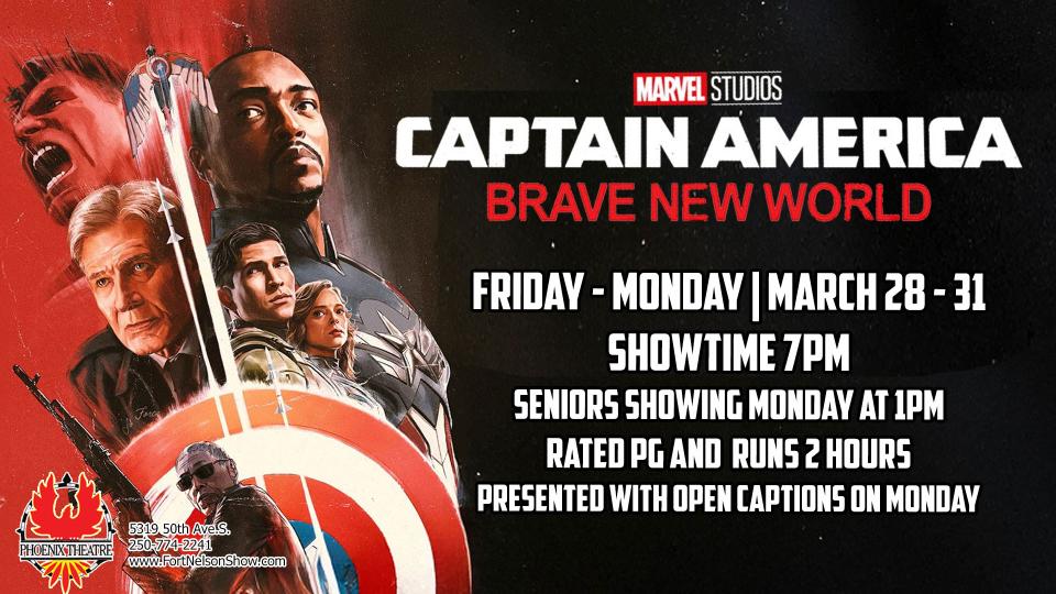 Marvel Captain America movie poster with action visuals and red, black, and white colors.