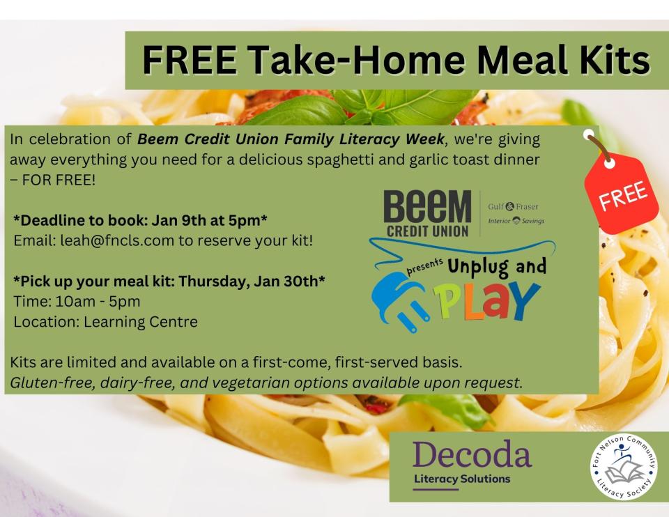 Event info against an image of a pasta dinner.