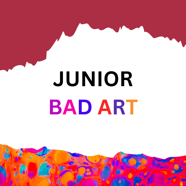 Junior Bad Art logo with vibrant abstract colors.