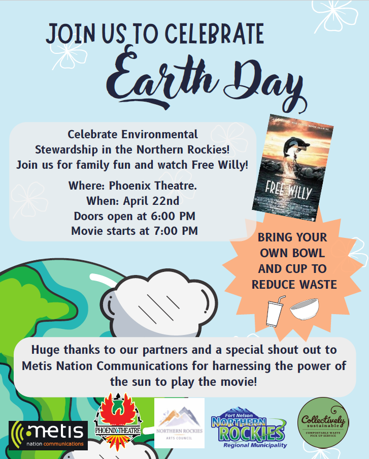 Event flyer with earth and clouds illustrations in the background.