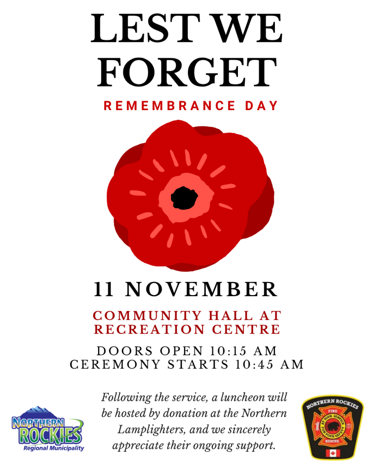 Event poster with poppy graphic.