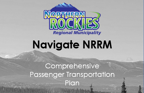 Northern Rockies logo over mountains, text: "Navigate NRRM, Comprehensive Transportation Plan."
