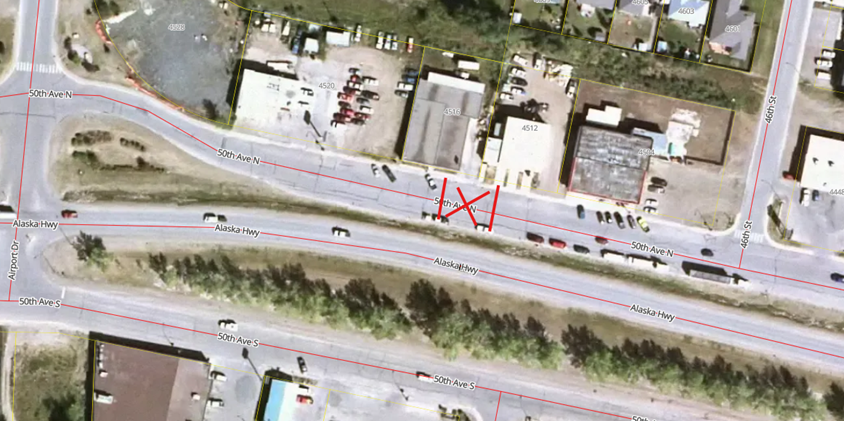 Map of road closure area 50th Ave North