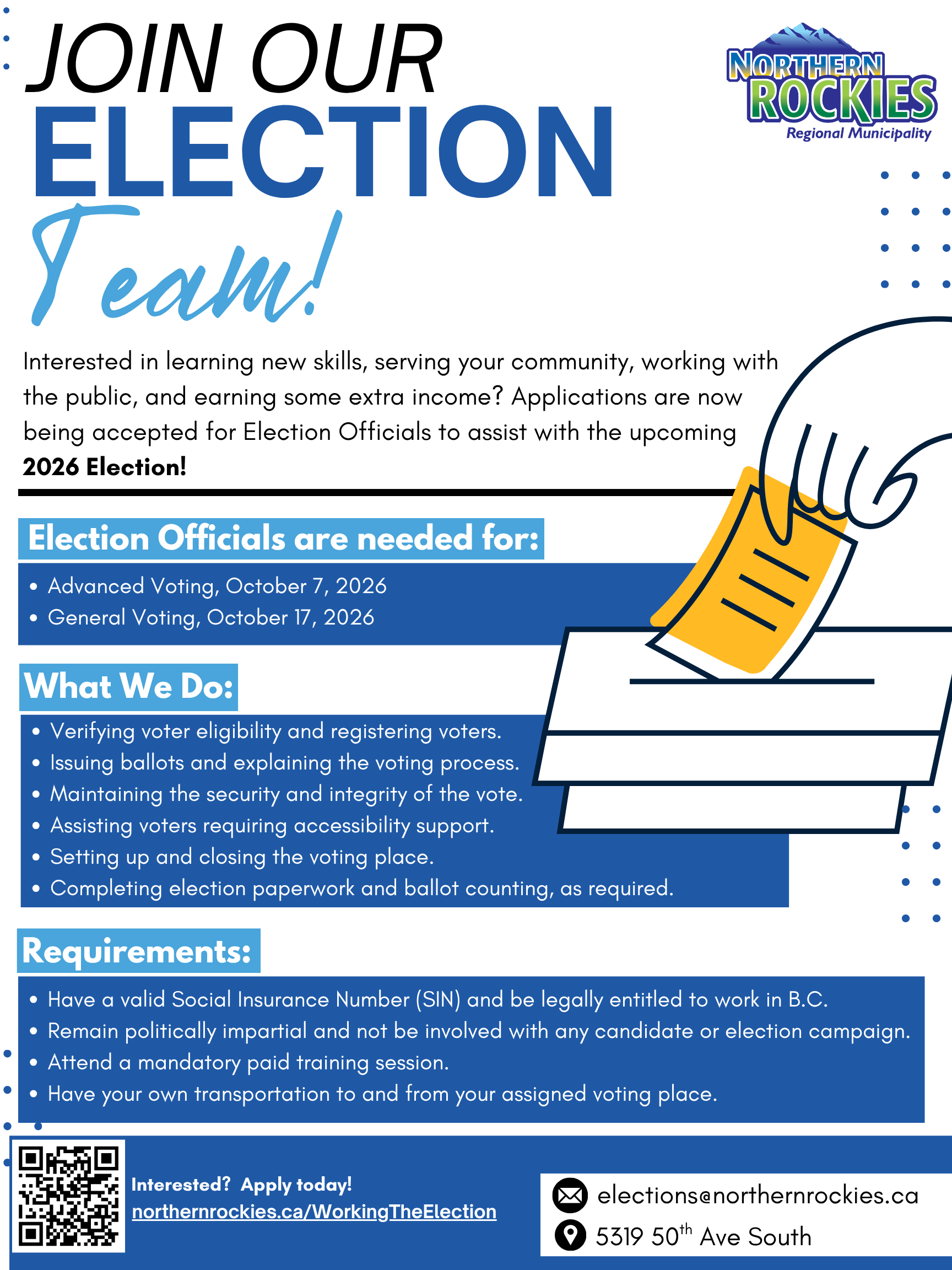 Call for election officials poster