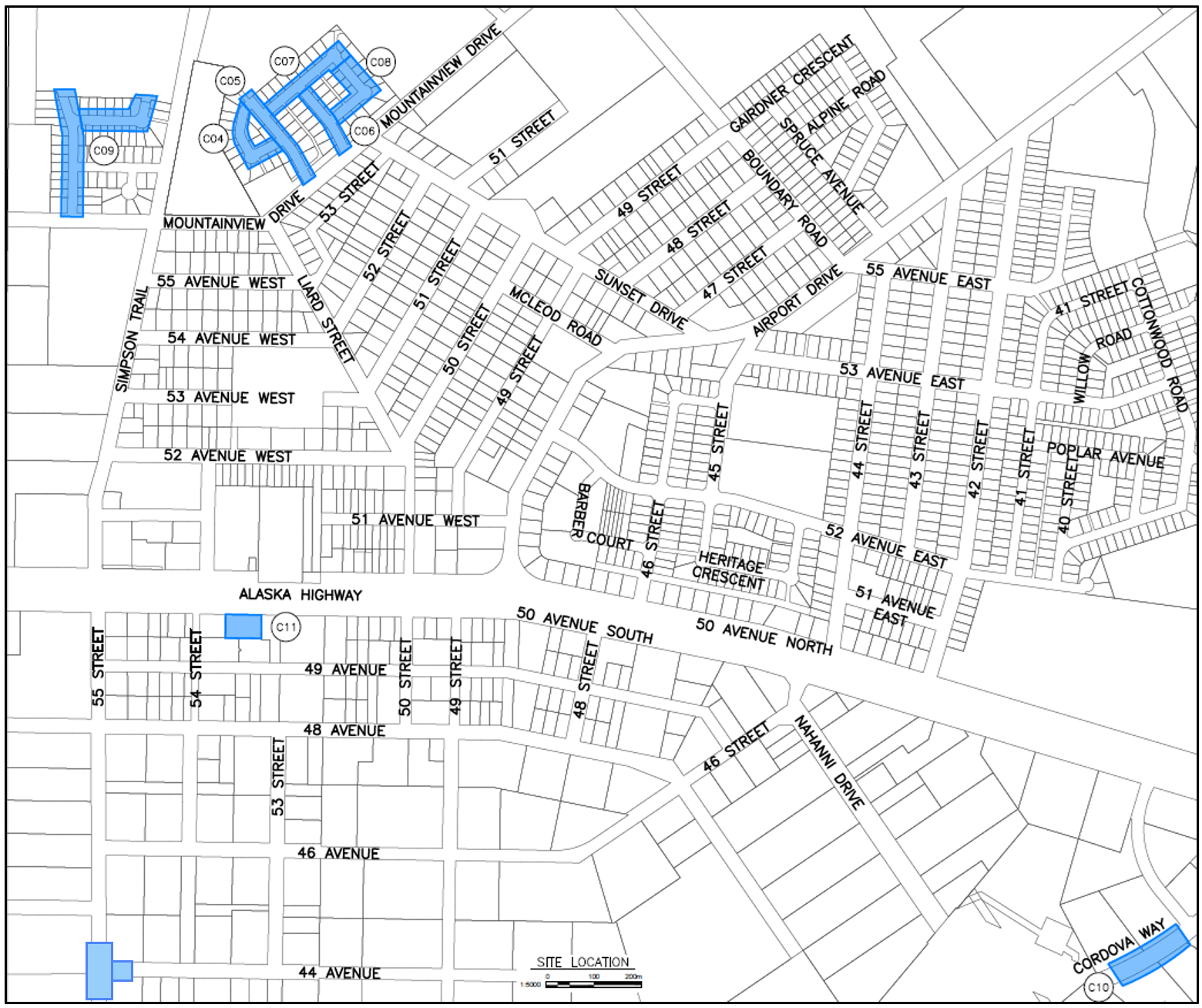 Map of paving areas